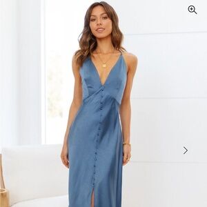 Hello Molly Blue Satin Dress